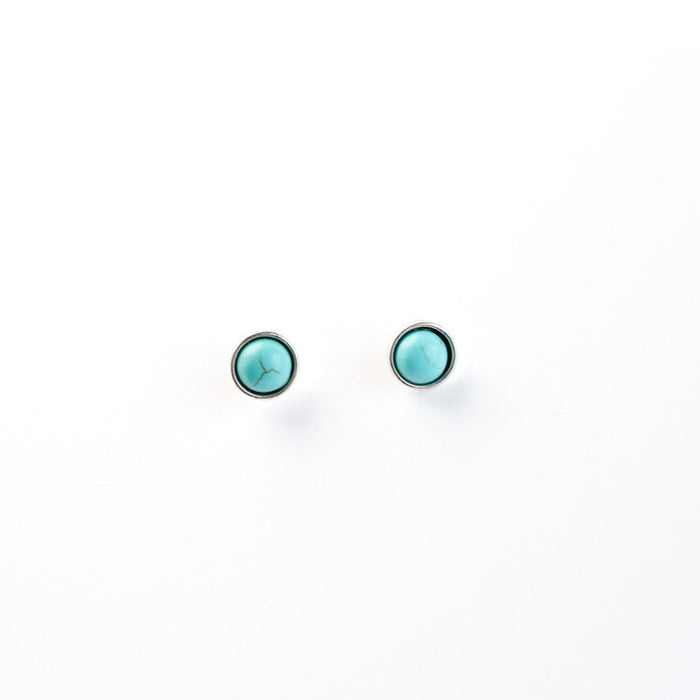 West & Co. Burnished Silver Round Turquoise Stud Earrings