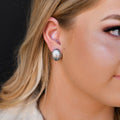 West & Co. Small Silver Floral Stamped Concho Post Earrings
