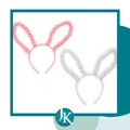 White Pom Pom Bunny Ears Headband