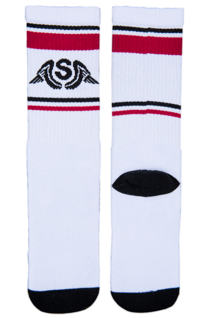 Wings White Crew Socks
