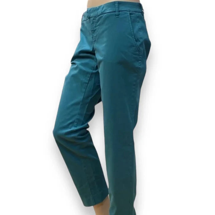 Women's Low Rise Dark Teal Blue Tapered Pants