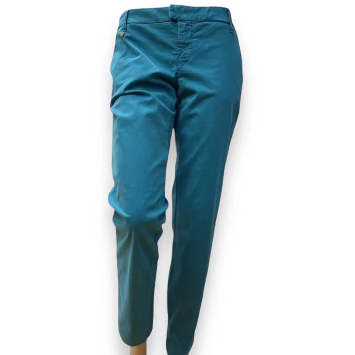 Women's Low Rise Dark Teal Blue Tapered Pants
