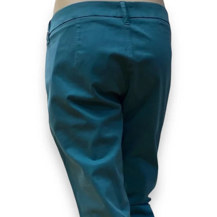 Women's Low Rise Dark Teal Blue Tapered Pants