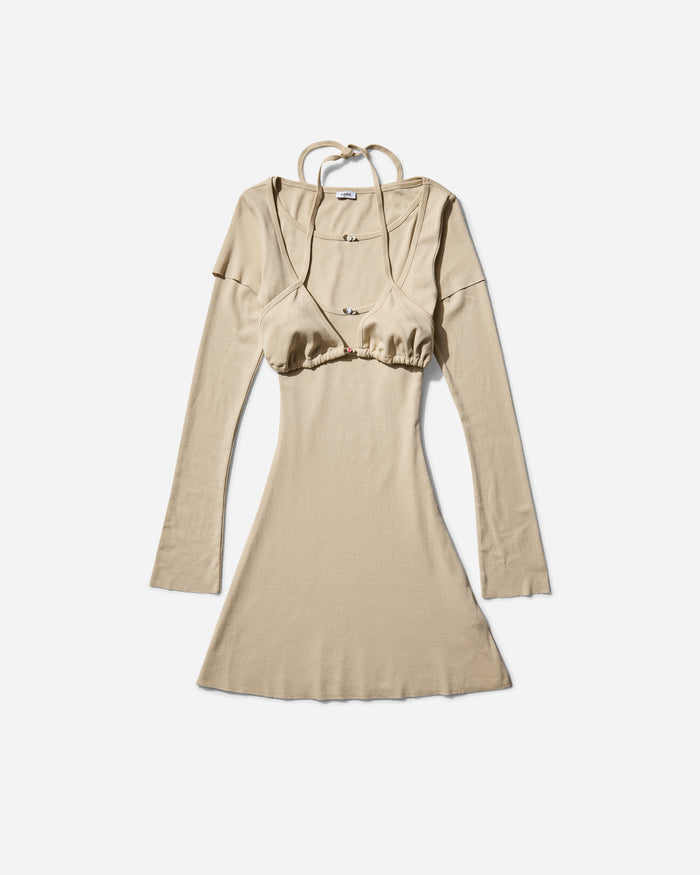 Abra Wmns Overlayered Dress Beige 52 Dresses Dress Short COD52 BEIGE