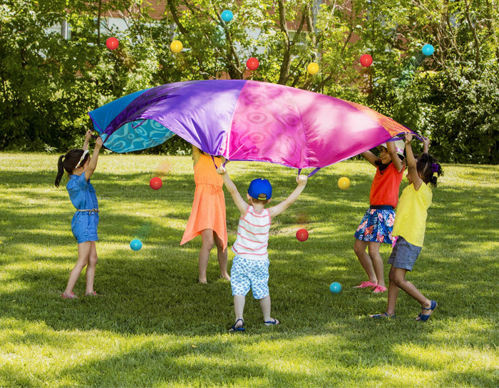 Colorful play parachute and balls