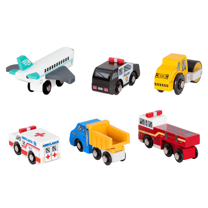 Miniature wooden vehicles Set 2 complete