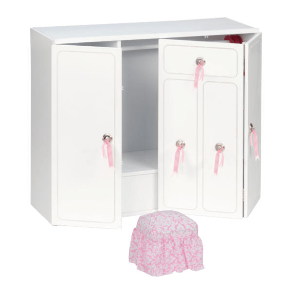 Wooden Wardrobe Closet for 18-inch Dolls