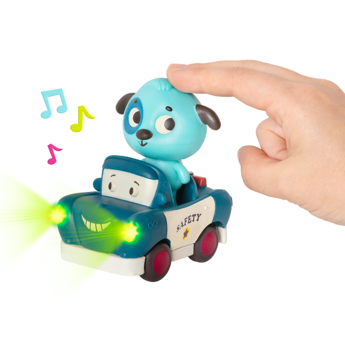 Light-up toy dog and police car