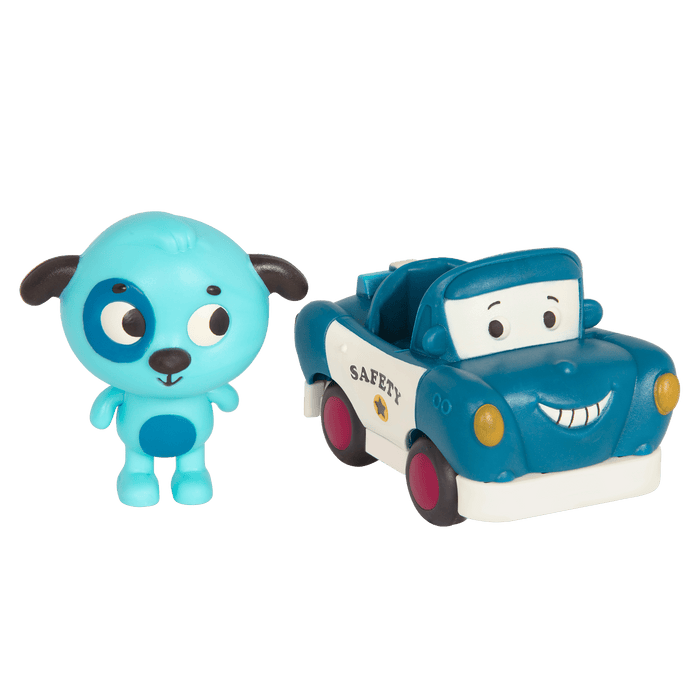 Light-up toy dog and police car