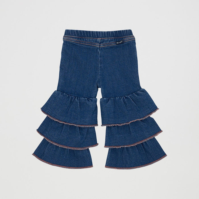 Wrangler Baby Girl's Tiered Ruffle Flare Jean in Medium Wash