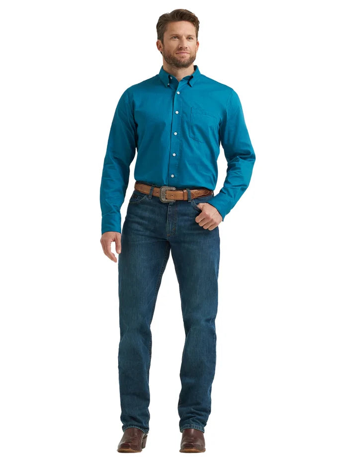 Wrangler Men's L/S Cody Johnson ZigZag Button Down Shirt in Ink Blue