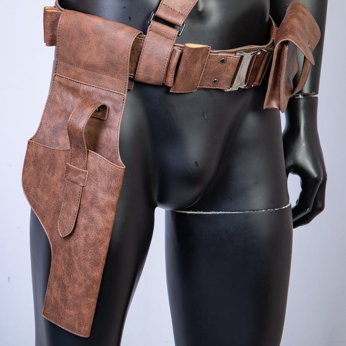 Xcoser The Mandalorian PU Leather Belt with Holster Brown Leather Cosplay Costume Prop for Adult Men