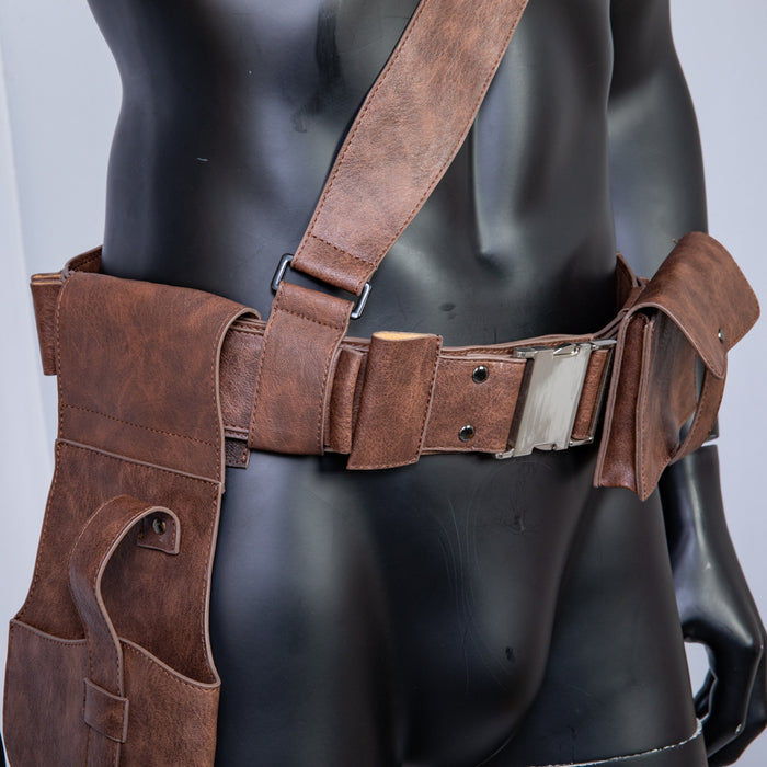 Xcoser The Mandalorian PU Leather Belt with Holster Brown Leather Cosplay Costume Prop for Adult Men