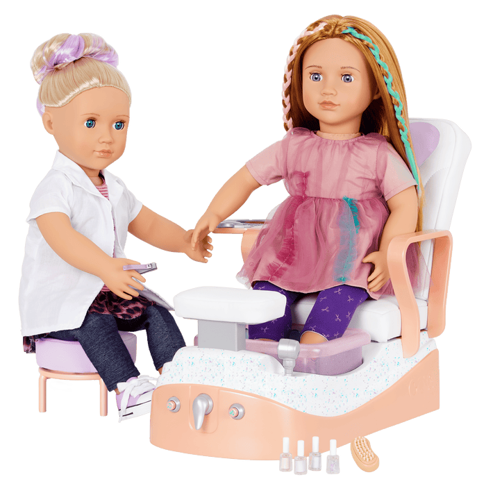 Two 18-inch doll using spa chair playset