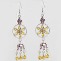 Yellow Earrings Honey Citrine 925 Sterling Silver Daisy Dangle Earring - Kashmir Designs