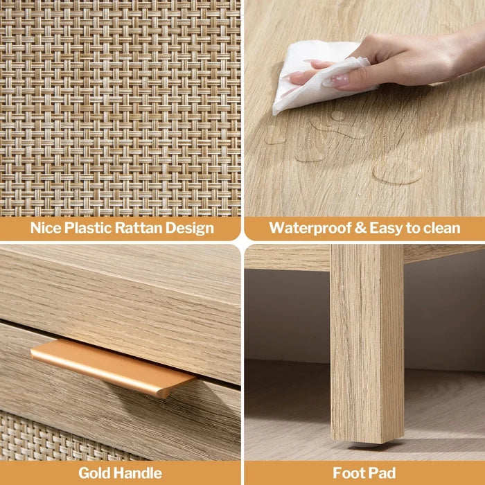 Zaki Rattan Narrow Entryway Table With Storage Canva Home