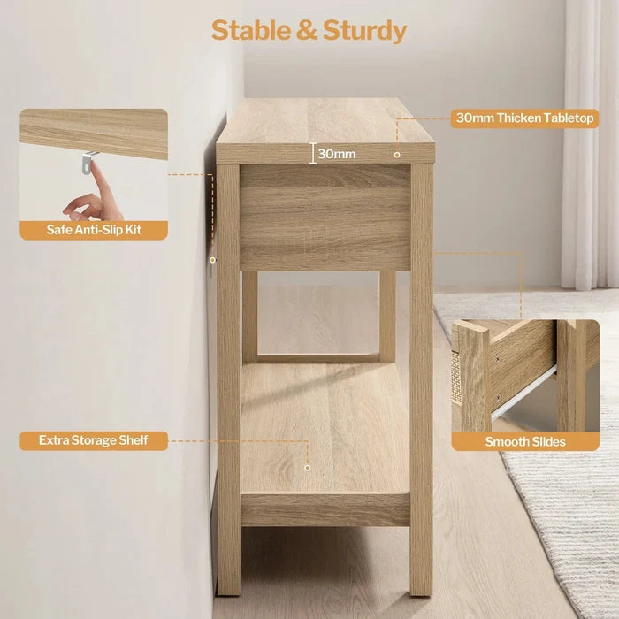 Zaki Rattan Narrow Entryway Table With Storage Canva Home