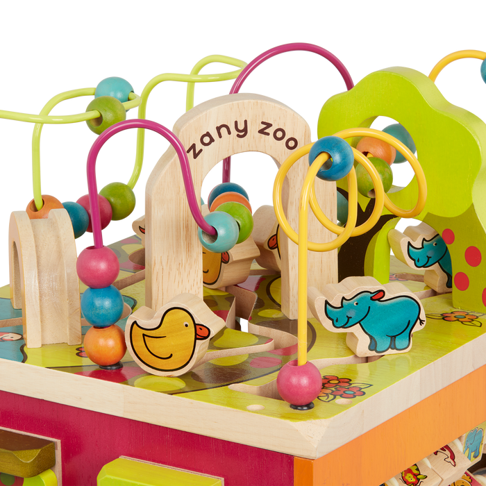 Wooden zoo activity cube.