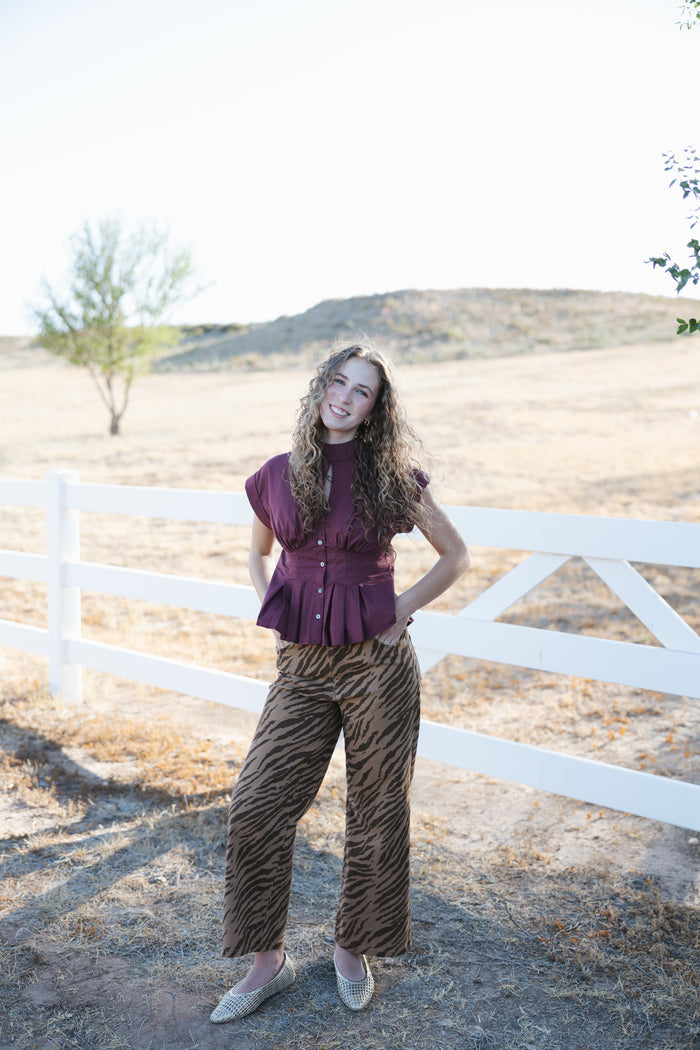 Zebra Print Wide Leg Pants