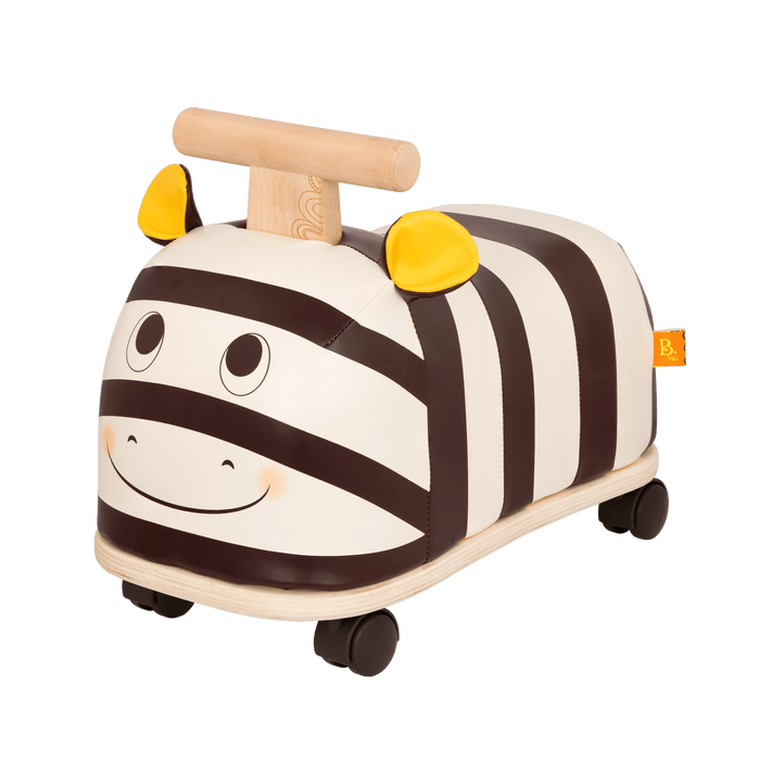 Wooden zebra ride-on.