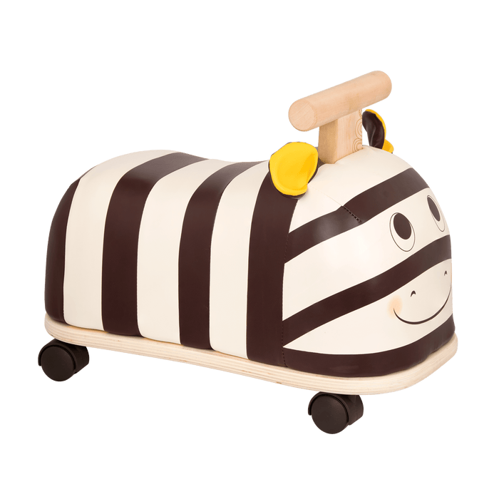 Wooden zebra ride-on.