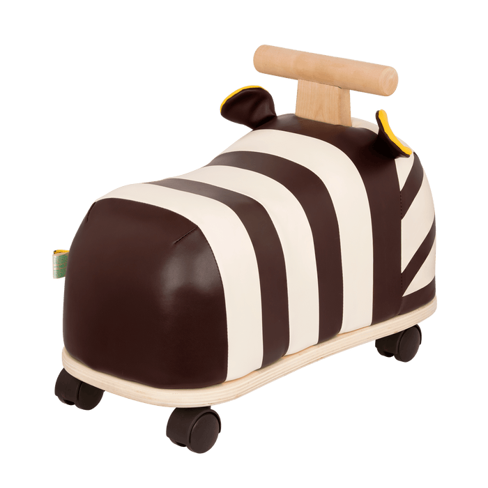 Wooden zebra ride-on.