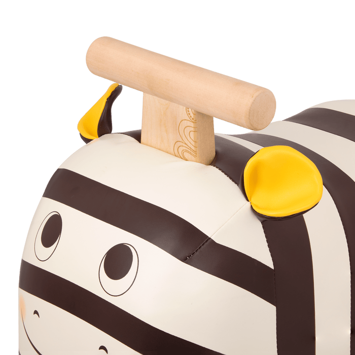 Wooden zebra ride-on.